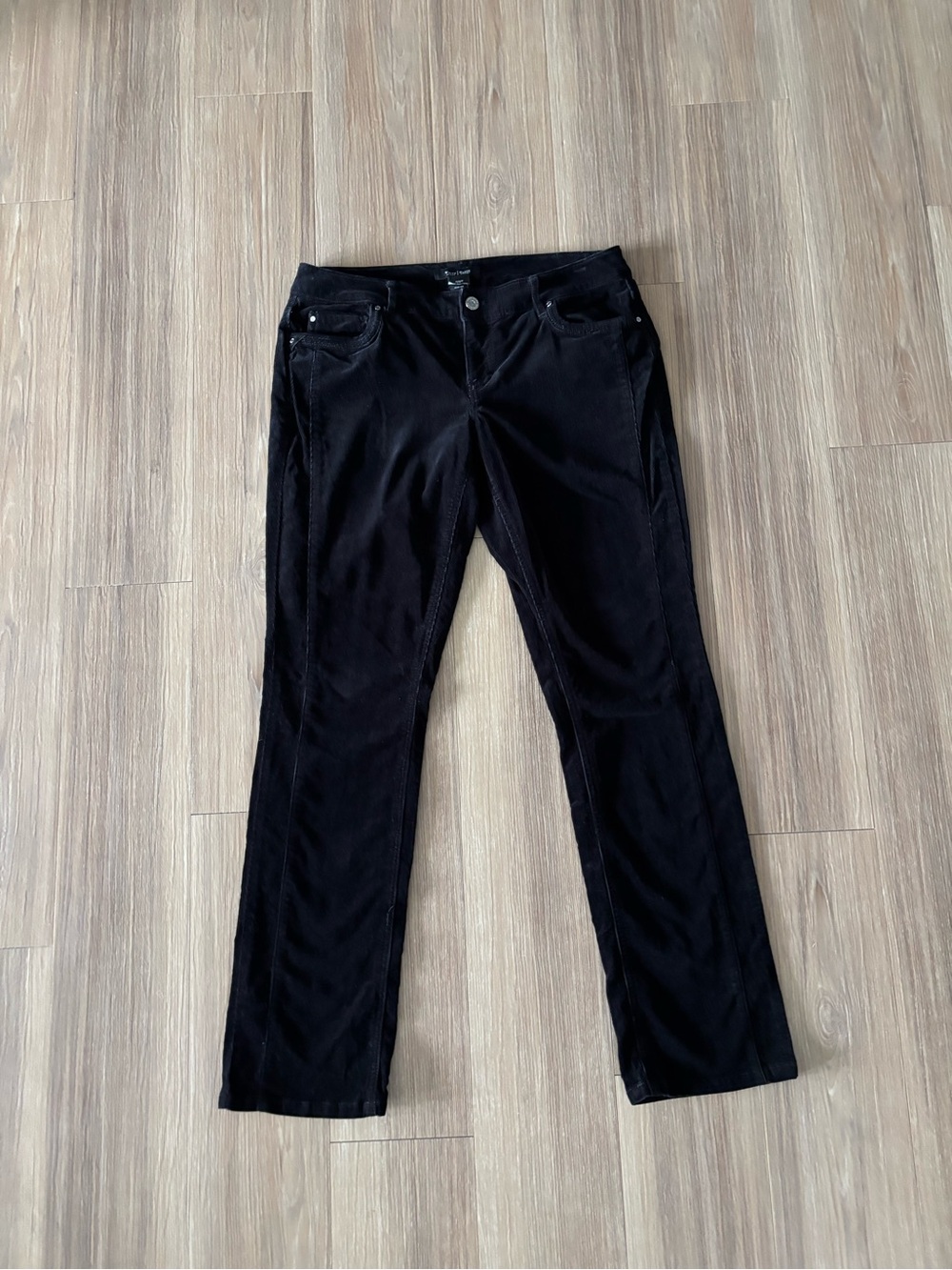 White House Black Market Corduroy Pants Noir Black Low Rise Women 6 Preppy